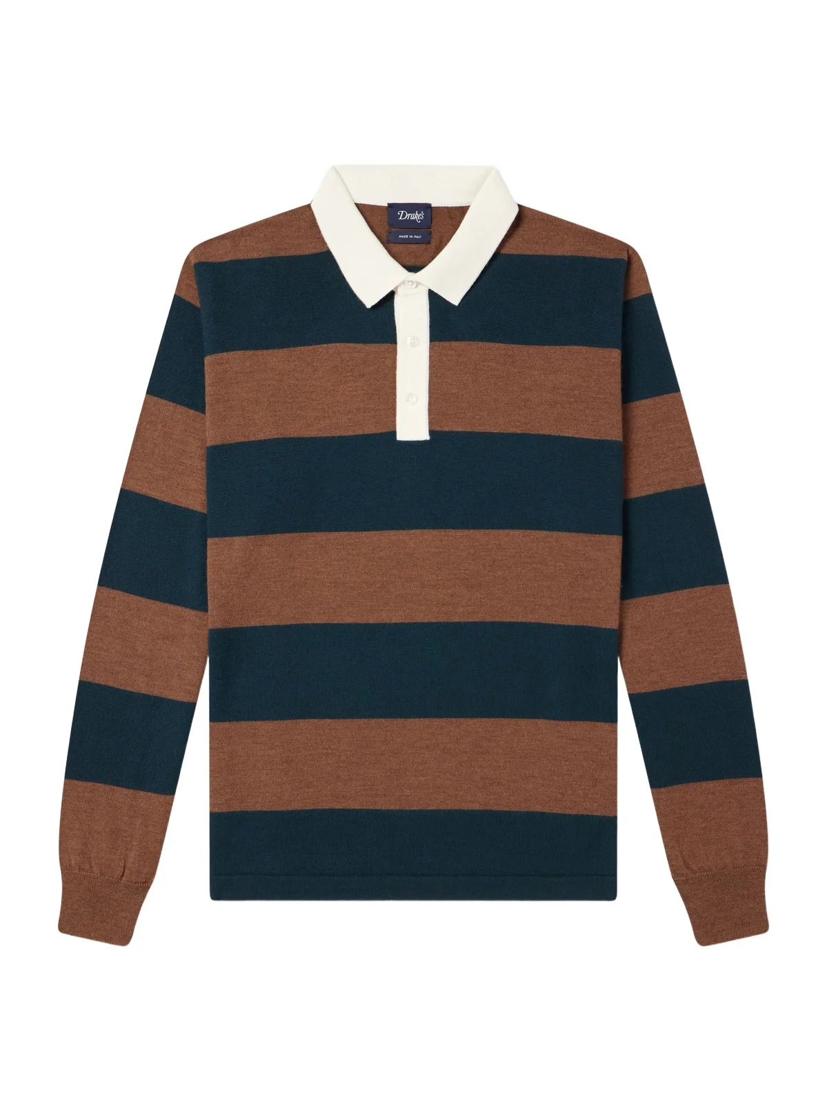 Drake's Striped Merino Wool-Jersey Polo Shirt - Men