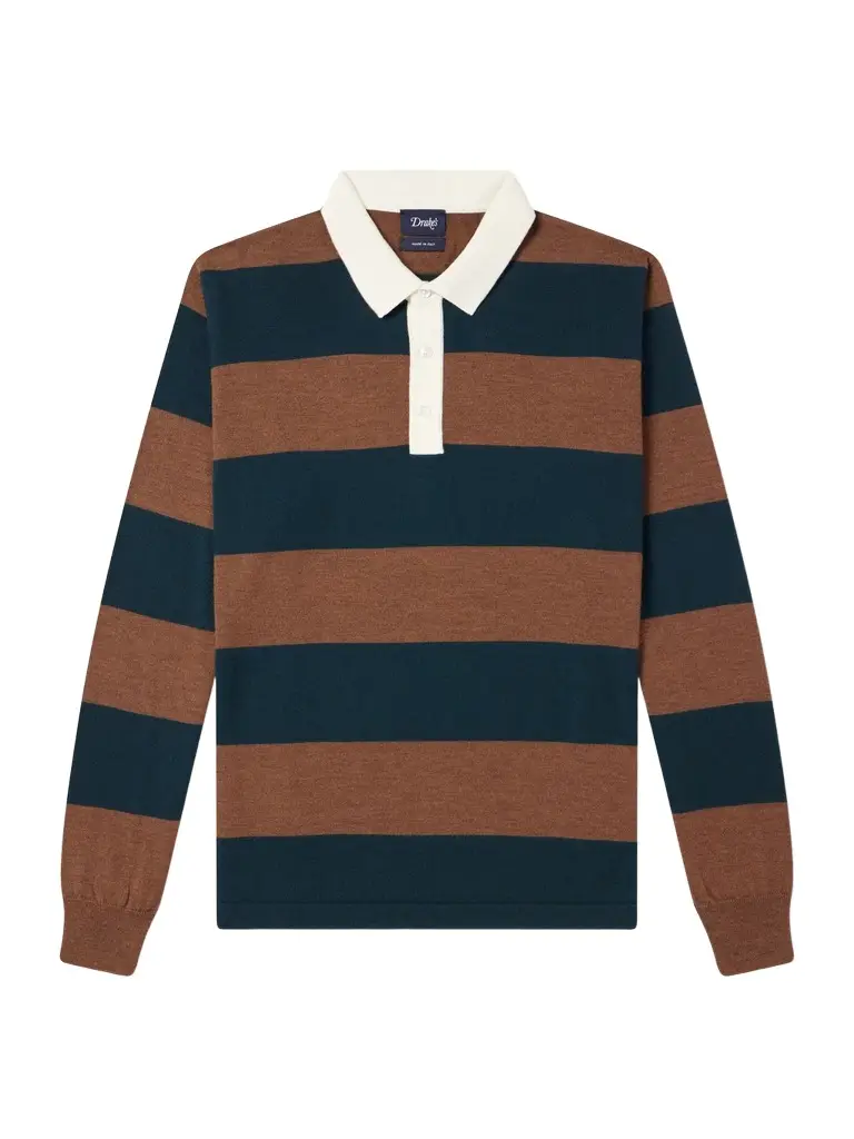 Drake's Striped Merino Wool-Jersey Polo Shirt - Men