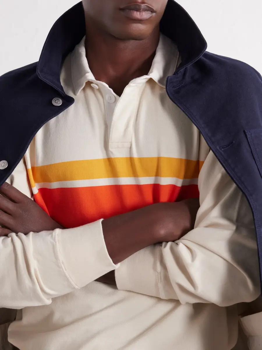 Drake's Striped Cotton-Jersey Polo shirt - Men | Thumbnail 5