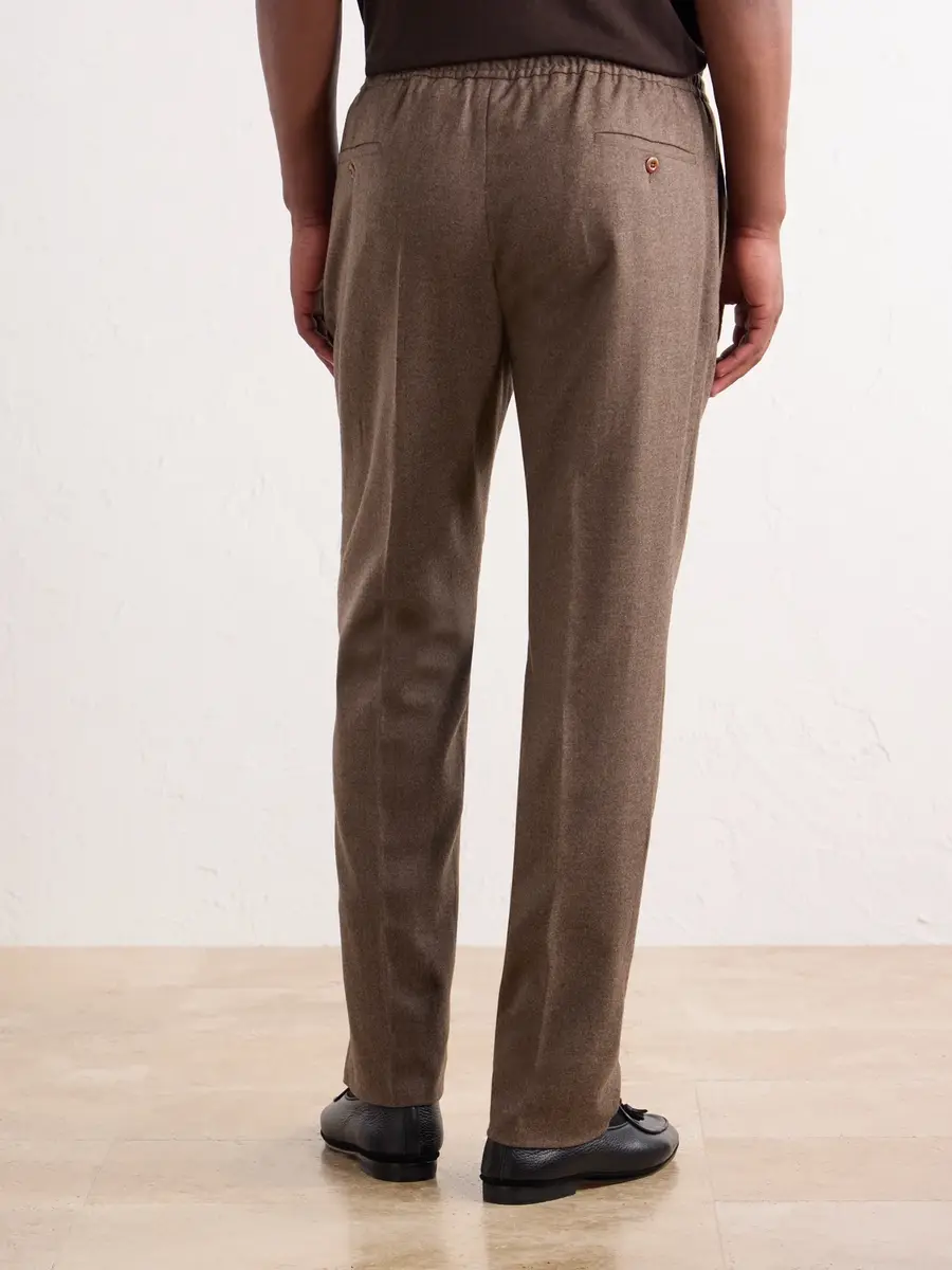 Rubinacci Convertible Tapered Drawstring Virgin Wool-Flannel Trousers - Men | Thumbnail 4