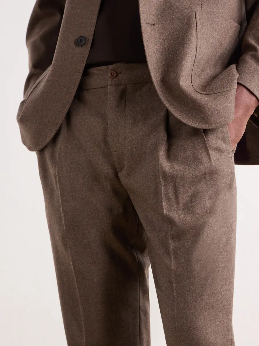 Rubinacci Convertible Tapered Drawstring Virgin Wool-Flannel Trousers - Men | Thumbnail 5