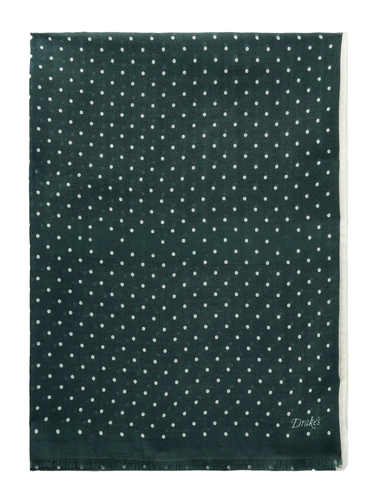 Drake's Shoestring Frayed Polka-Dot Wool and Silk-Blend Twill Scarf - Men