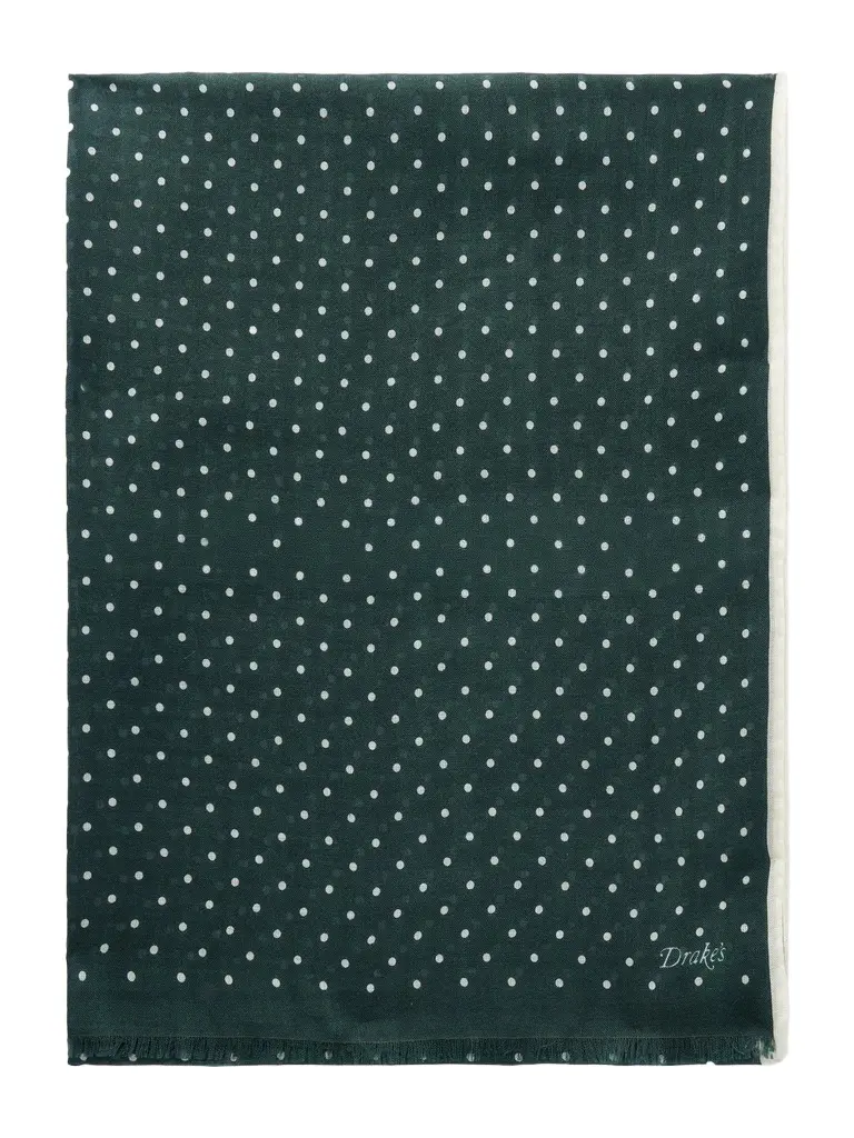 Shoestring Frayed Polka-Dot Wool and Silk-Blend Twill Scarf - Men Shoestring Frayed Polka-Dot Wool and Silk-Blend Twill Scarf - Men