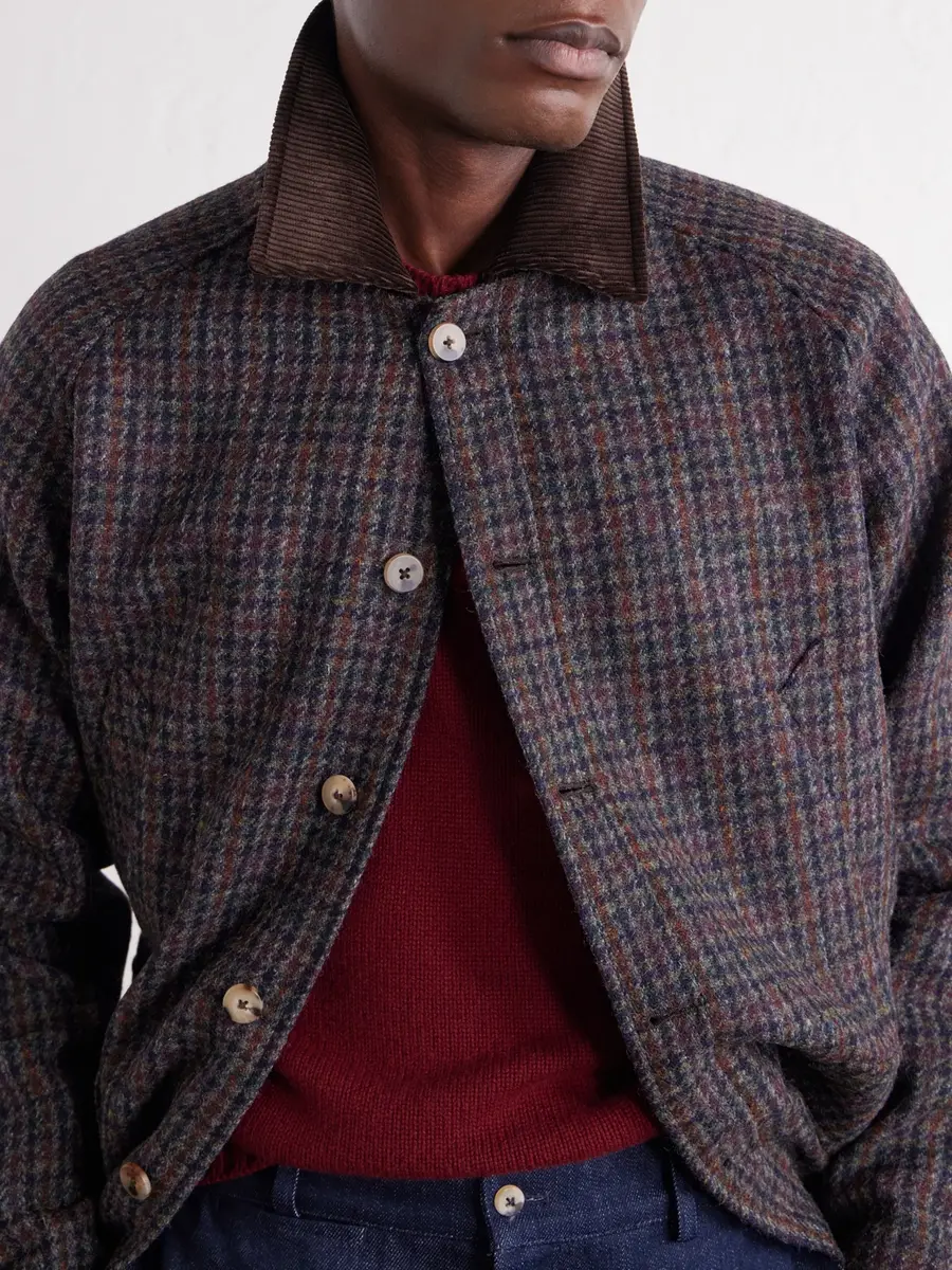 De Bonne Facture Checked Corduroy-Trimmed Wool-Tweed Jacket - Men | Thumbnail 5 De Bonne Facture Checked Corduroy-Trimmed Wool-Tweed Jacket - Men | Thumbnail 5