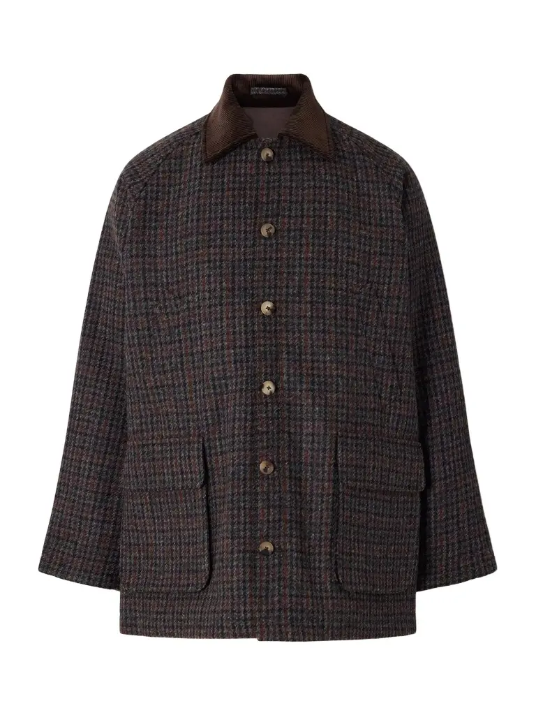 De Bonne Facture Checked Corduroy-Trimmed Wool-Tweed Jacket - Men