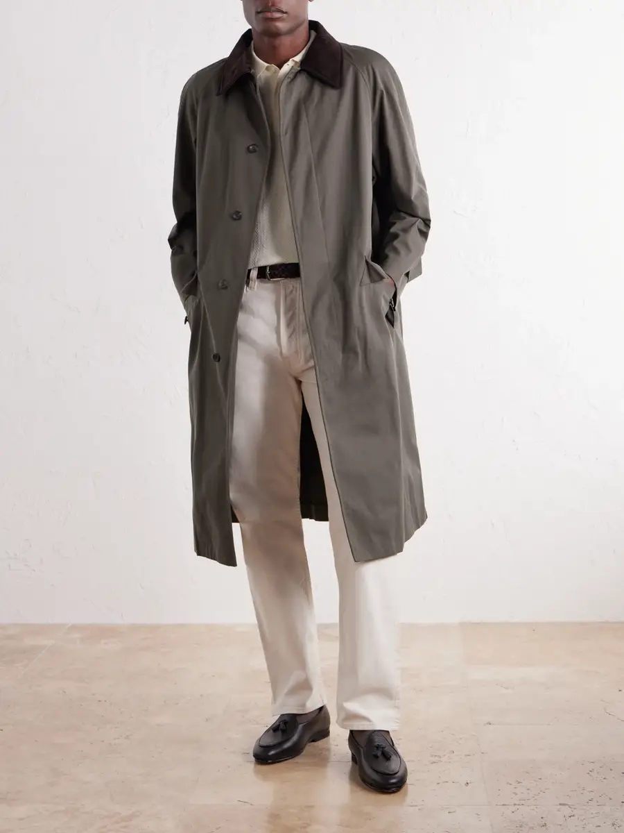 Drake's Corduroy-Trimmed Cotton-Gabardine Coat - Men | Thumbnail 2 Drake's Corduroy-Trimmed Cotton-Gabardine Coat - Men | Thumbnail 2