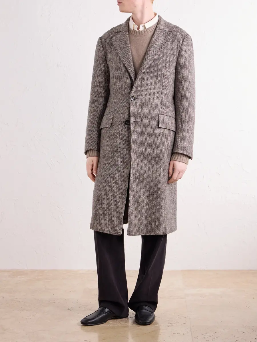 Kiton Herringbone Cashmere and Wool-Blend Coat - Men | Thumbnail 3 Kiton Herringbone Cashmere and Wool-Blend Coat - Men | Thumbnail 3
