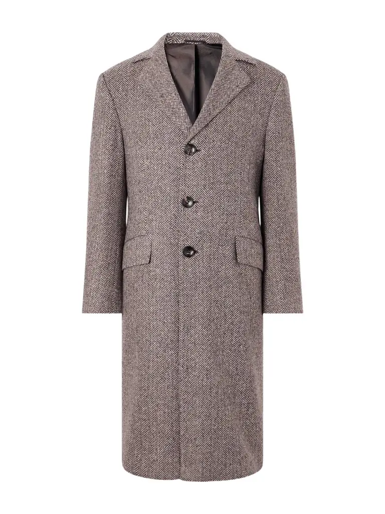 Kiton Herringbone Cashmere and Wool-Blend Coat - Men