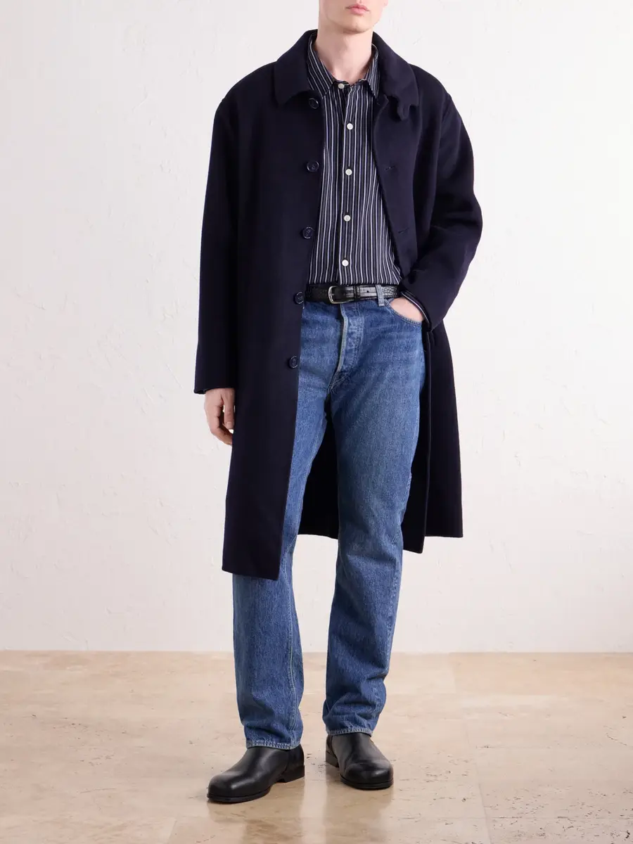 OFFICINE GÉNÉRALE Braxton Suede-Trimmed Wool Coat - Men | Thumbnail 2 OFFICINE GÉNÉRALE Braxton Suede-Trimmed Wool Coat - Men | Thumbnail 2