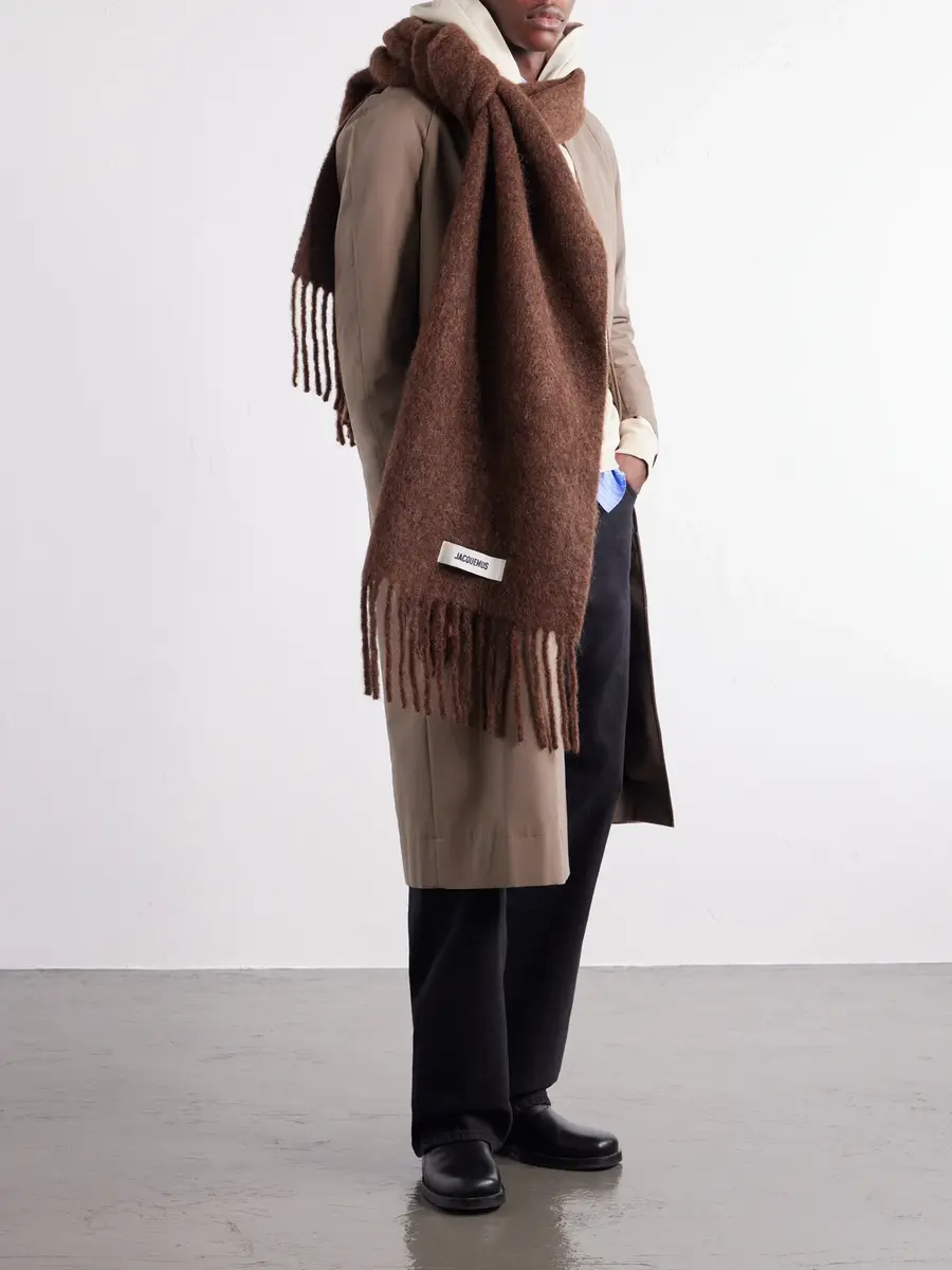 Jacquemus Logo-Appliquéd Fringed Woven Scarf - Men | Thumbnail 3