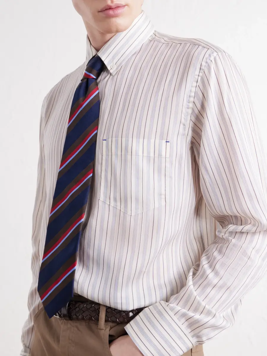 Paul Smith Button-Down Collar Striped Lyocell and Silk-Blend Twill Shirt - Men | Thumbnail 5 Paul Smith Button-Down Collar Striped Lyocell and Silk-Blend Twill Shirt - Men | Thumbnail 5