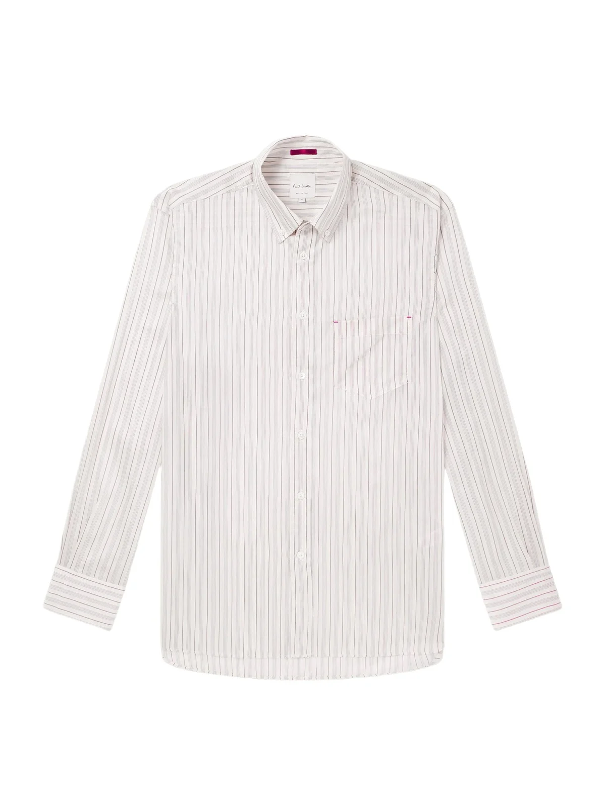 Paul Smith Button-Down Collar Striped Lyocell and Silk-Blend Twill Shirt - Men