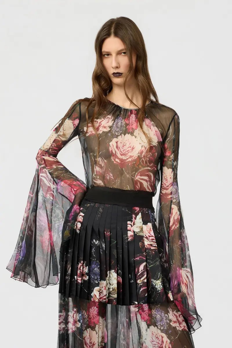 Roberto Cavalli Silk Shirt With Fiammingo Flowers Print | Thumbnail 2 Roberto Cavalli Silk Shirt With Fiammingo Flowers Print | Thumbnail 2