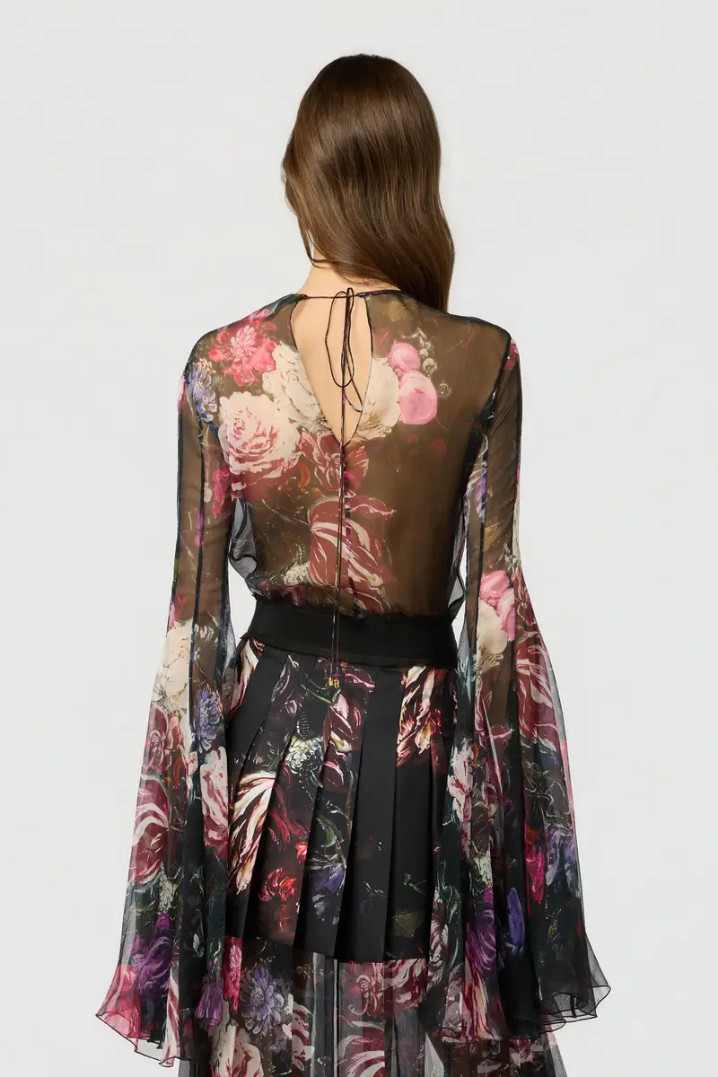Roberto Cavalli Silk Shirt With Fiammingo Flowers Print | Thumbnail 3 Roberto Cavalli Silk Shirt With Fiammingo Flowers Print | Thumbnail 3