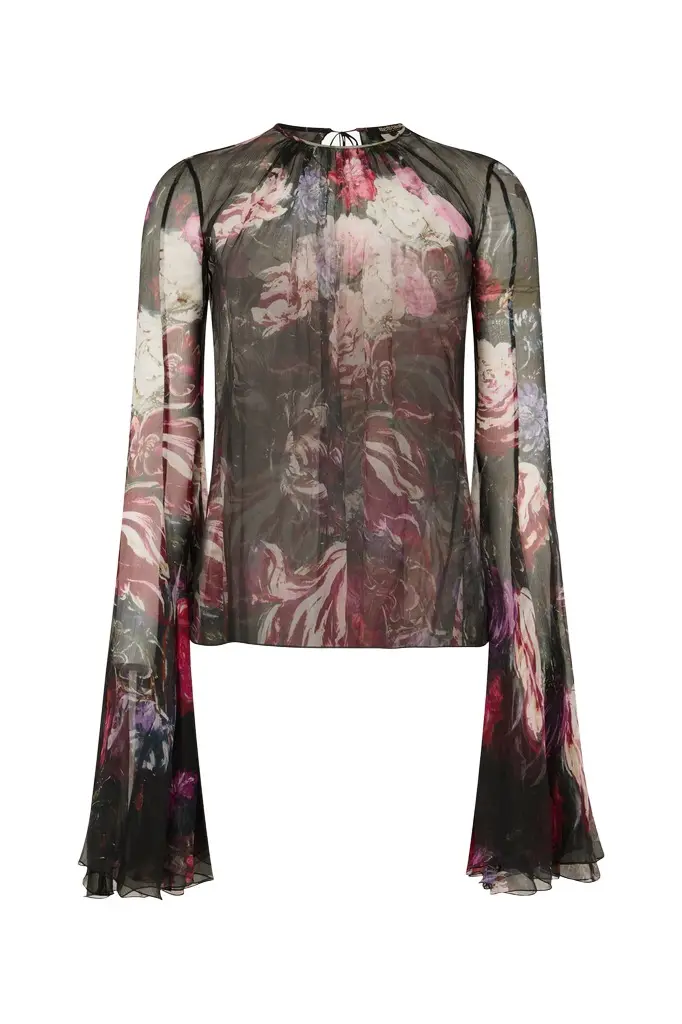 Roberto Cavalli Silk Shirt With Fiammingo Flowers Print
