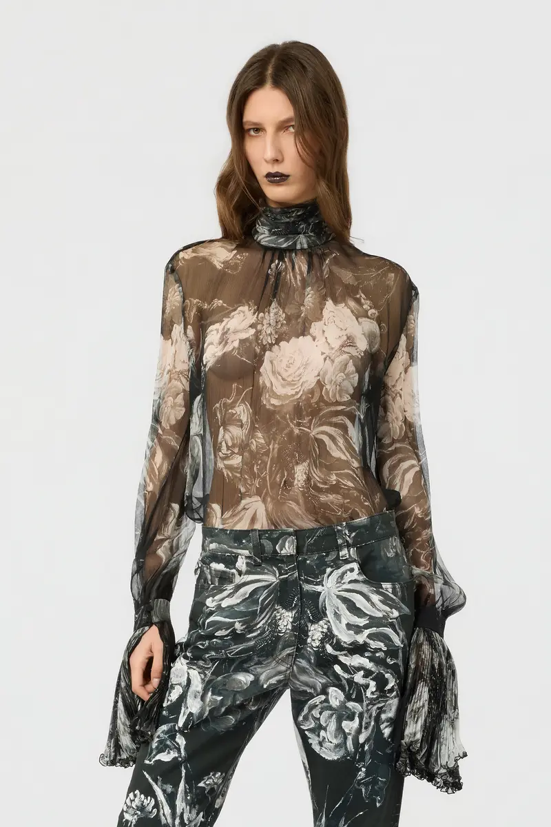 Roberto Cavalli Blouse in Silk with Fiammingo Flowers Print | Thumbnail 2 Roberto Cavalli Blouse in Silk with Fiammingo Flowers Print | Thumbnail 2
