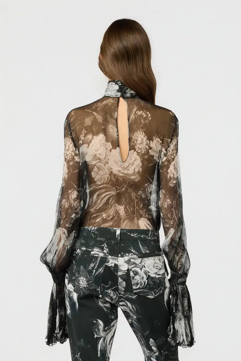 Roberto Cavalli Blouse in Silk with Fiammingo Flowers Print | Thumbnail 3 Roberto Cavalli Blouse in Silk with Fiammingo Flowers Print | Thumbnail 3
