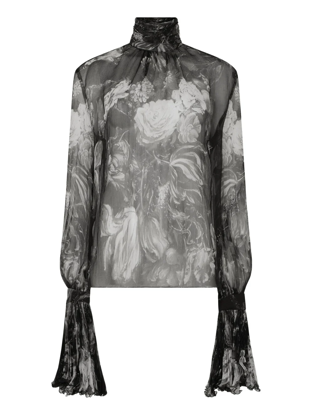 Blouse in Silk with Fiammingo Flowers Print Blouse in Silk with Fiammingo Flowers Print