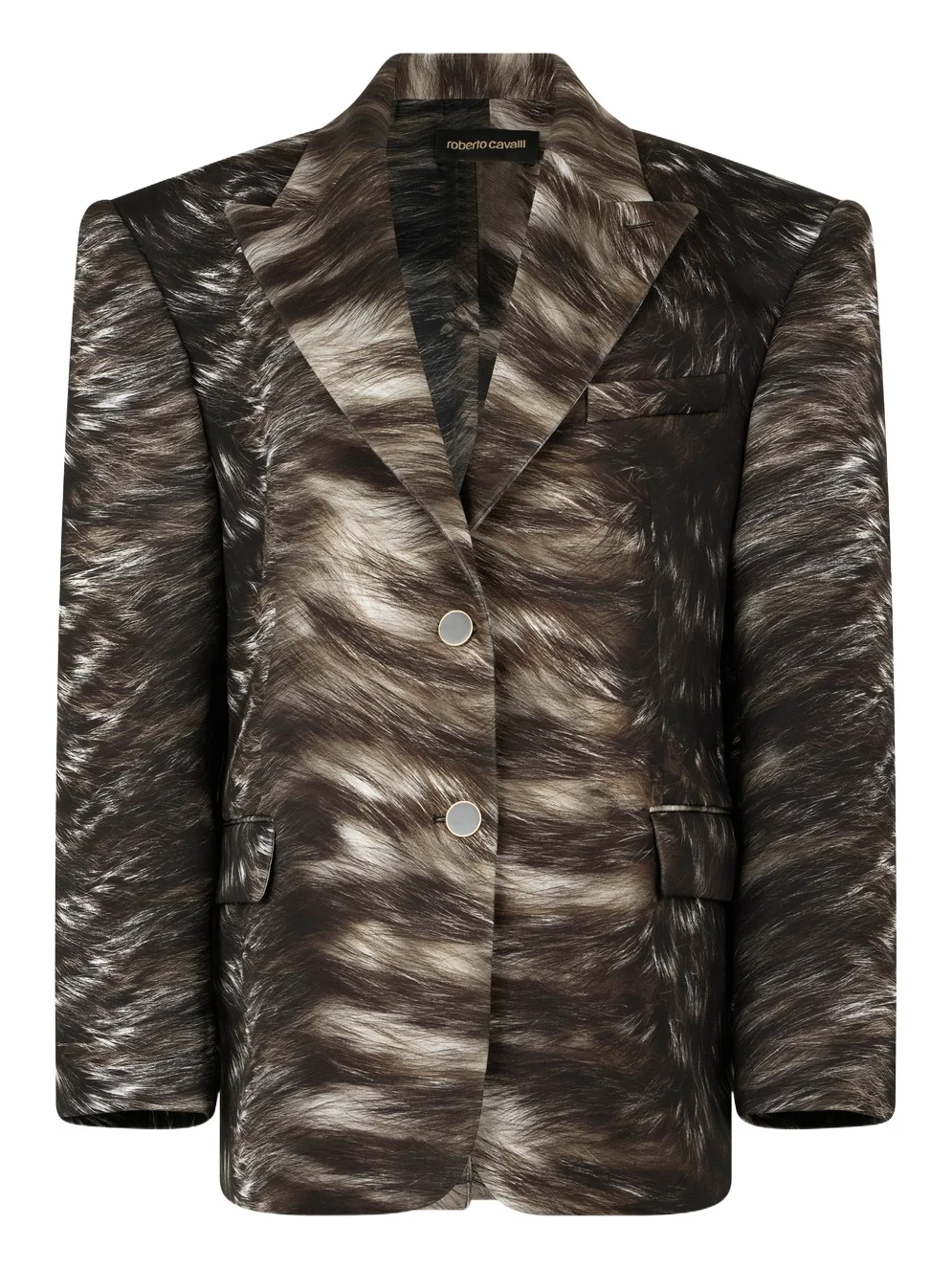Roberto Cavalli Silver Fur Print Jacket
