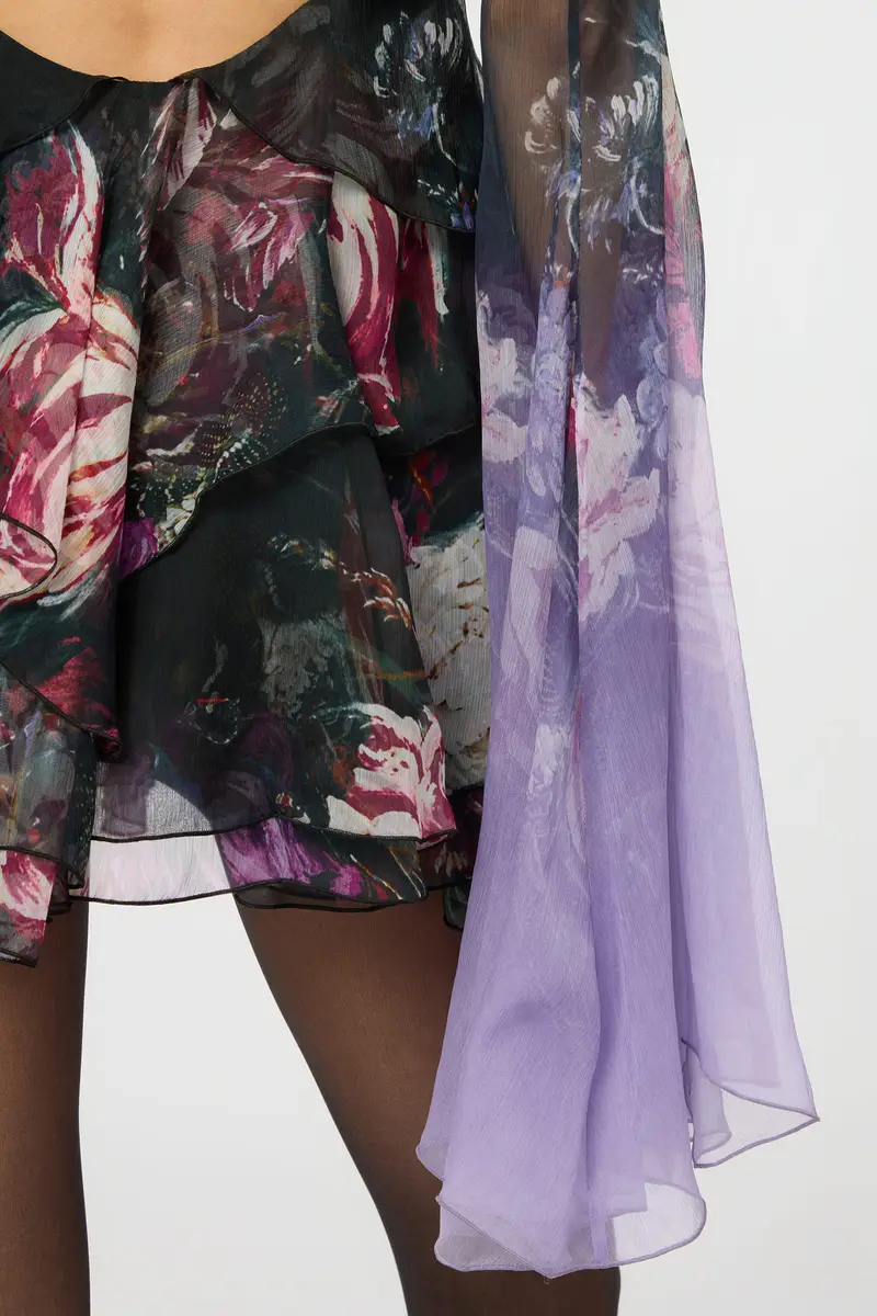 Roberto Cavalli Silk Mini Dress With Fiammingo Flowers Print | Thumbnail 5 Roberto Cavalli Silk Mini Dress With Fiammingo Flowers Print | Thumbnail 5