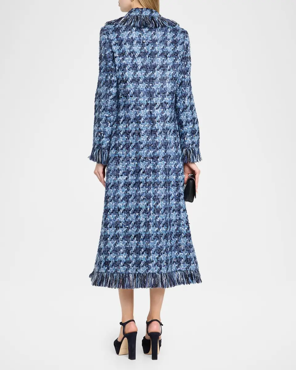 MAISON COMMON Houndstooth Tweed Fringed Single-Breasted Coat | Thumbnail 3