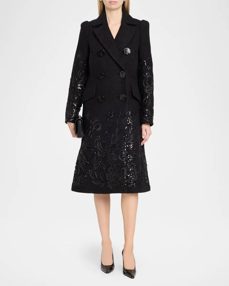 MAISON COMMON Embroidered Boucle Double-Breasted Long Coat | Thumbnail 2 MAISON COMMON Embroidered Boucle Double-Breasted Long Coat | Thumbnail 2