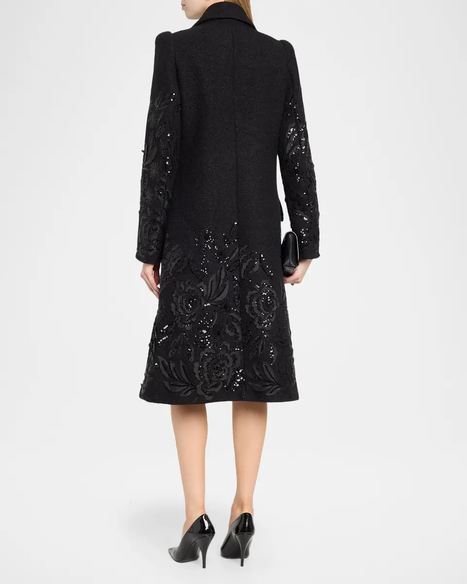 MAISON COMMON Embroidered Boucle Double-Breasted Long Coat | Thumbnail 3 MAISON COMMON Embroidered Boucle Double-Breasted Long Coat | Thumbnail 3
