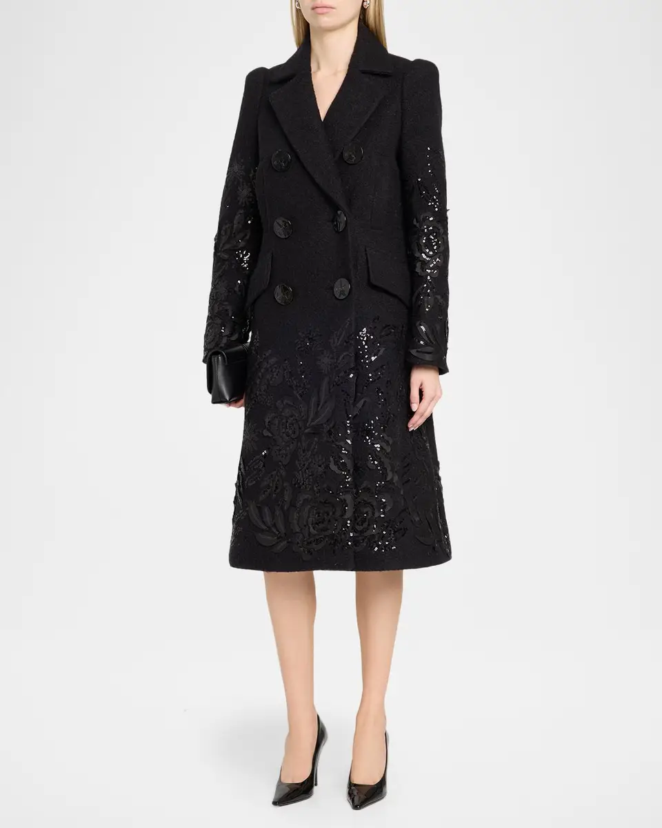 MAISON COMMON Embroidered Boucle Double-Breasted Long Coat | Thumbnail 4 MAISON COMMON Embroidered Boucle Double-Breasted Long Coat | Thumbnail 4