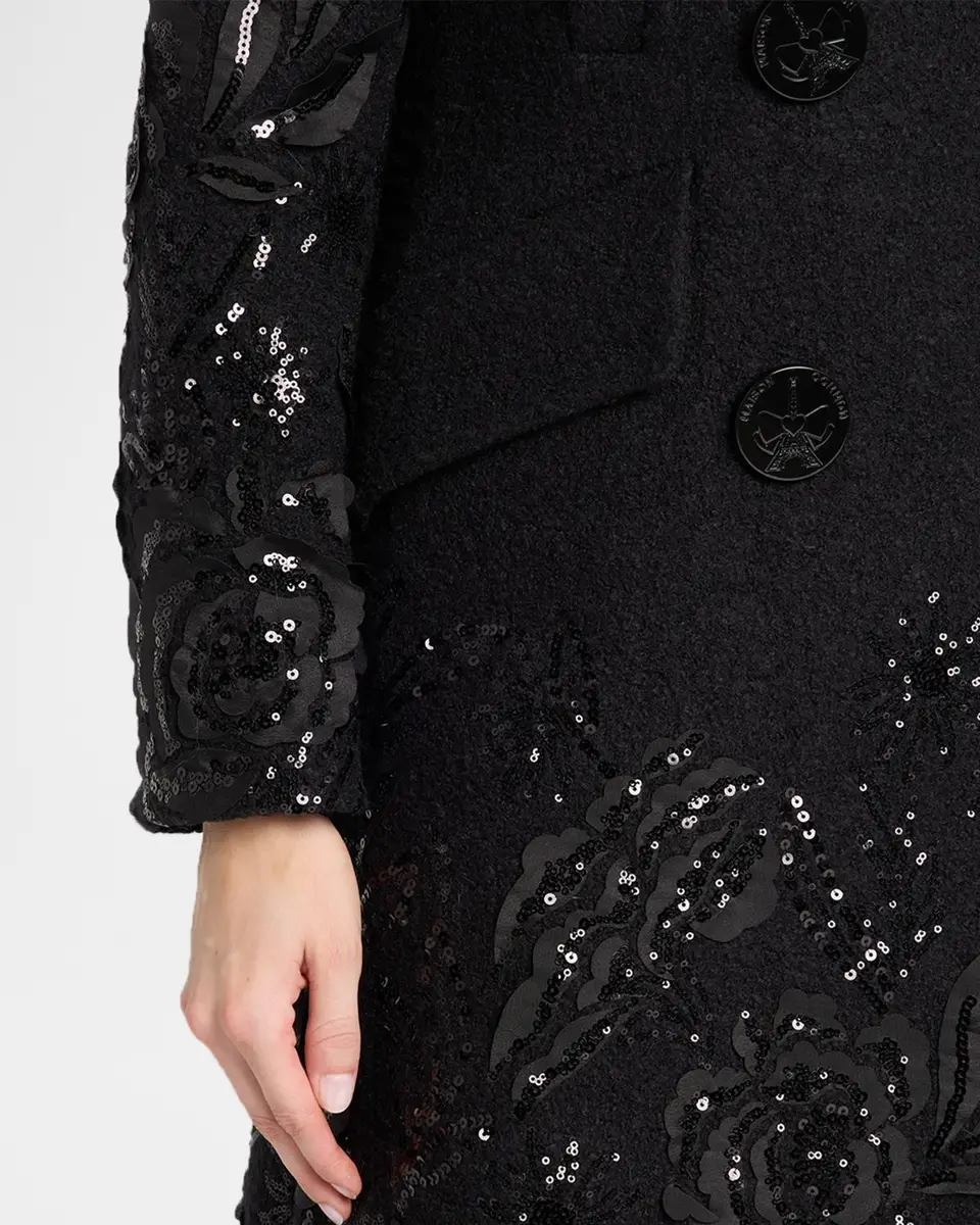 MAISON COMMON Embroidered Boucle Double-Breasted Long Coat | Thumbnail 5 MAISON COMMON Embroidered Boucle Double-Breasted Long Coat | Thumbnail 5