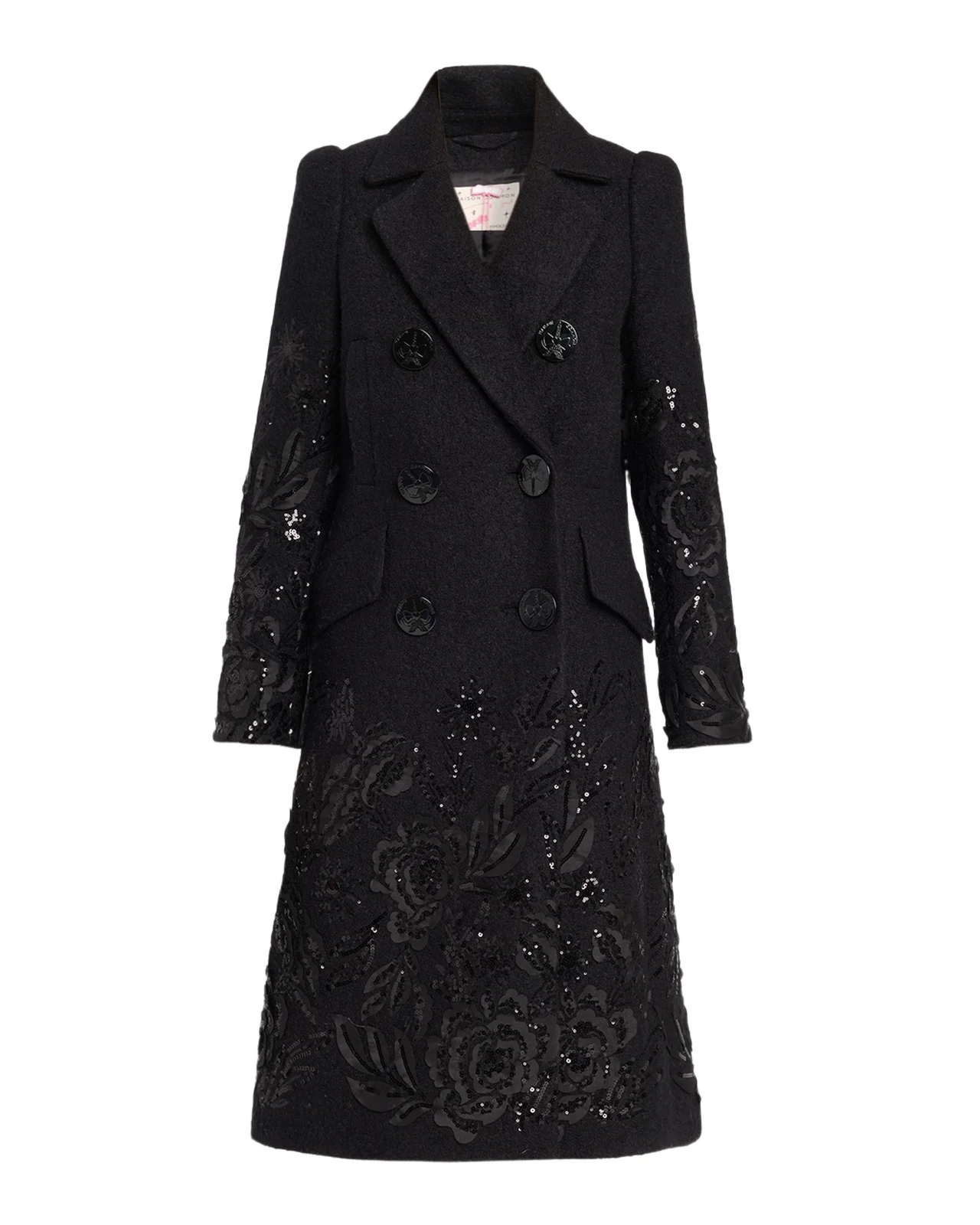 MAISON COMMON Embroidered Boucle Double-Breasted Long Coat