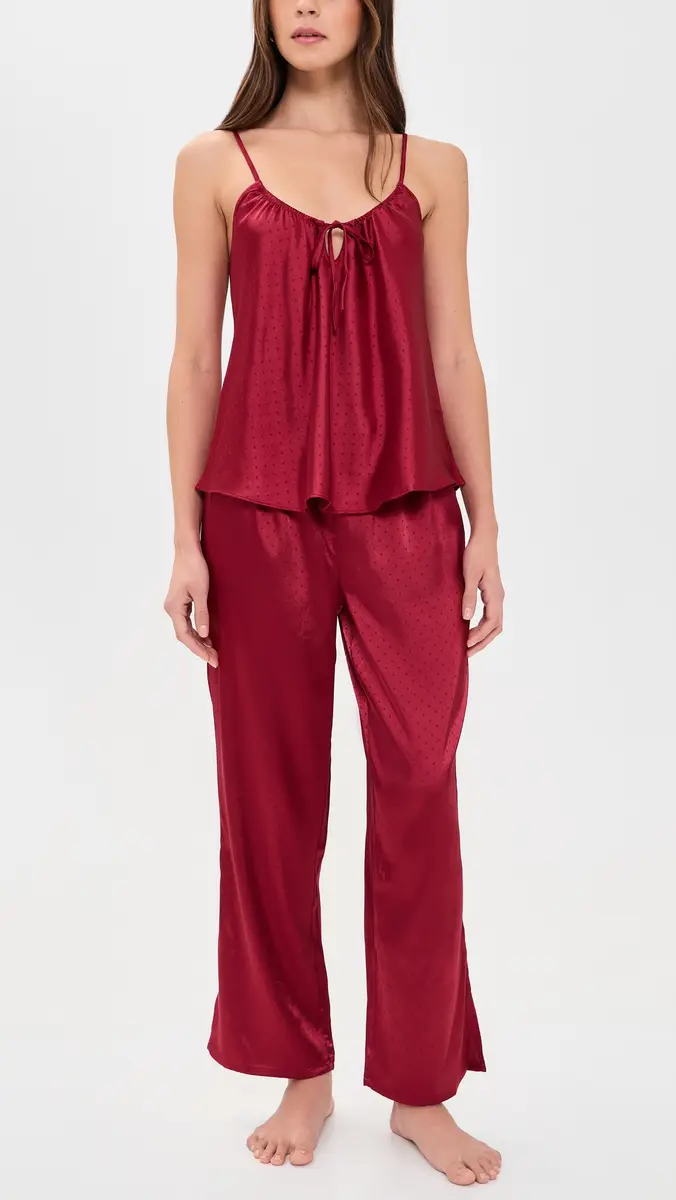 Flora Nikrooz Soild Dot Satin Jacquard Pajama Set | Thumbnail 2 Flora Nikrooz Soild Dot Satin Jacquard Pajama Set | Thumbnail 2