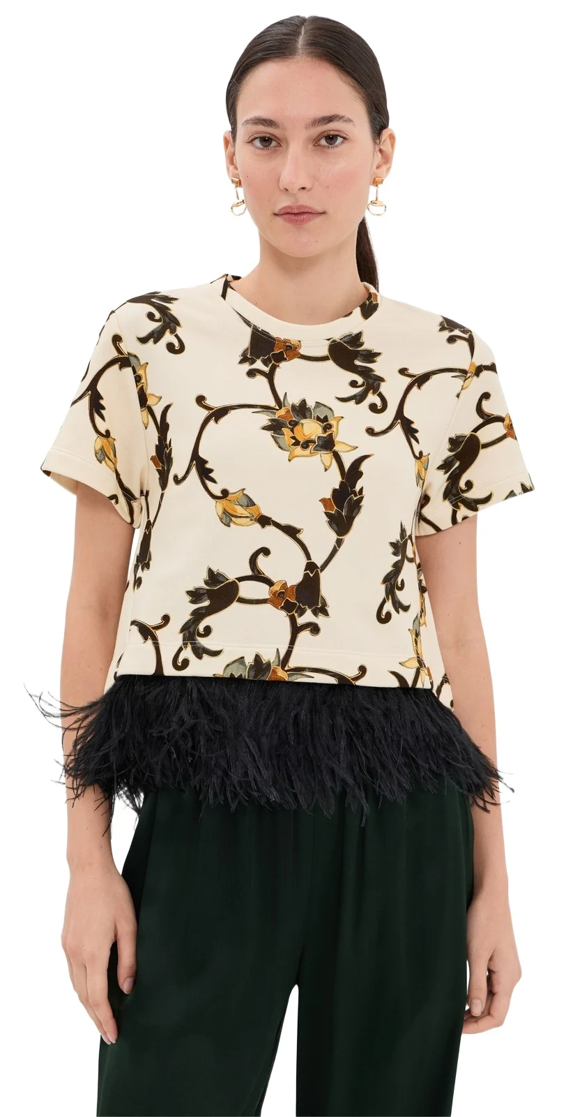 La Scala Tee with Feathers Buttercup La Scala Tee with Feathers Buttercup