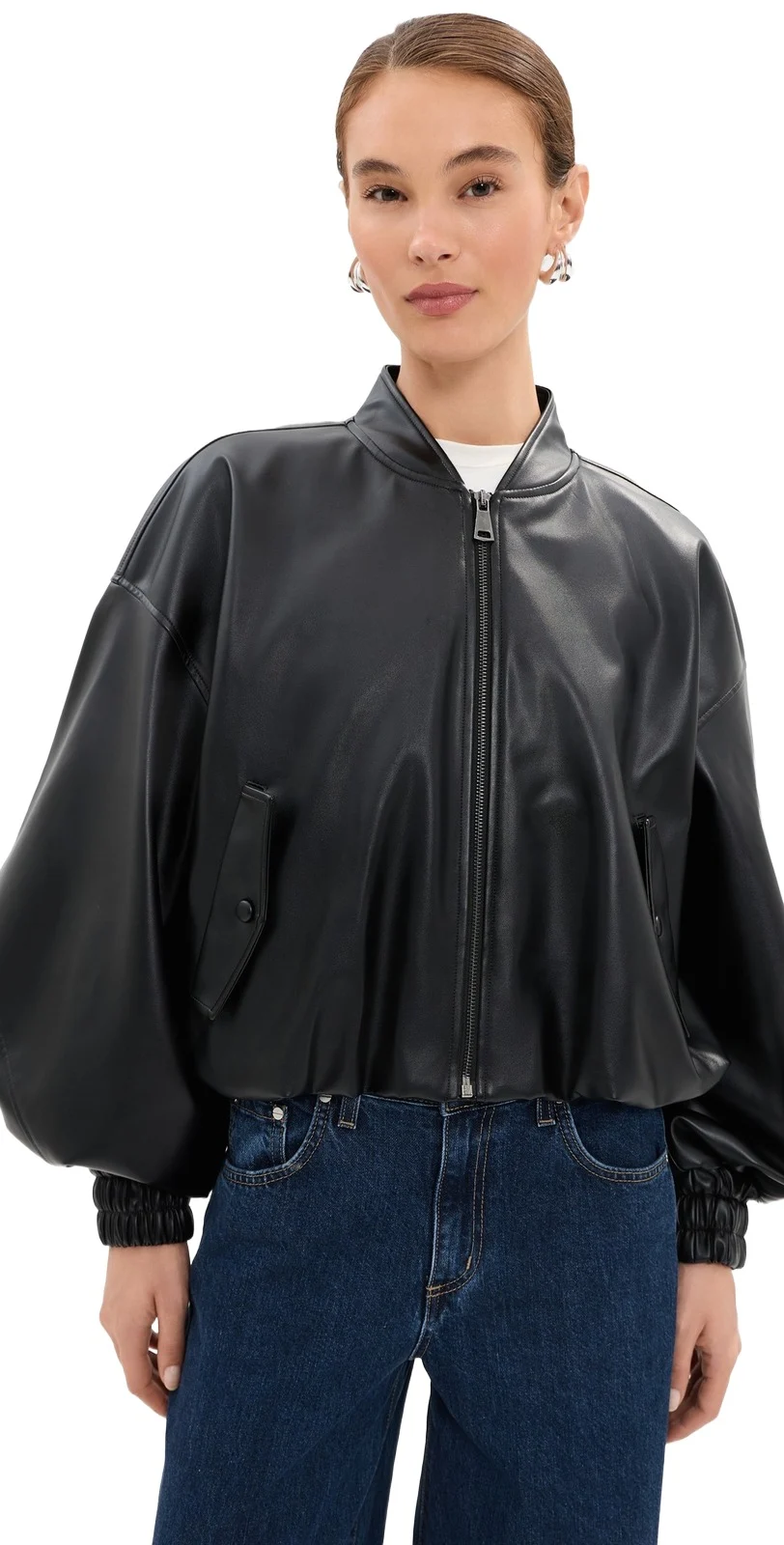 Dawn Faux Leather Exaggerated Sleeve Jacket Dawn Faux Leather Exaggerated Sleeve Jacket