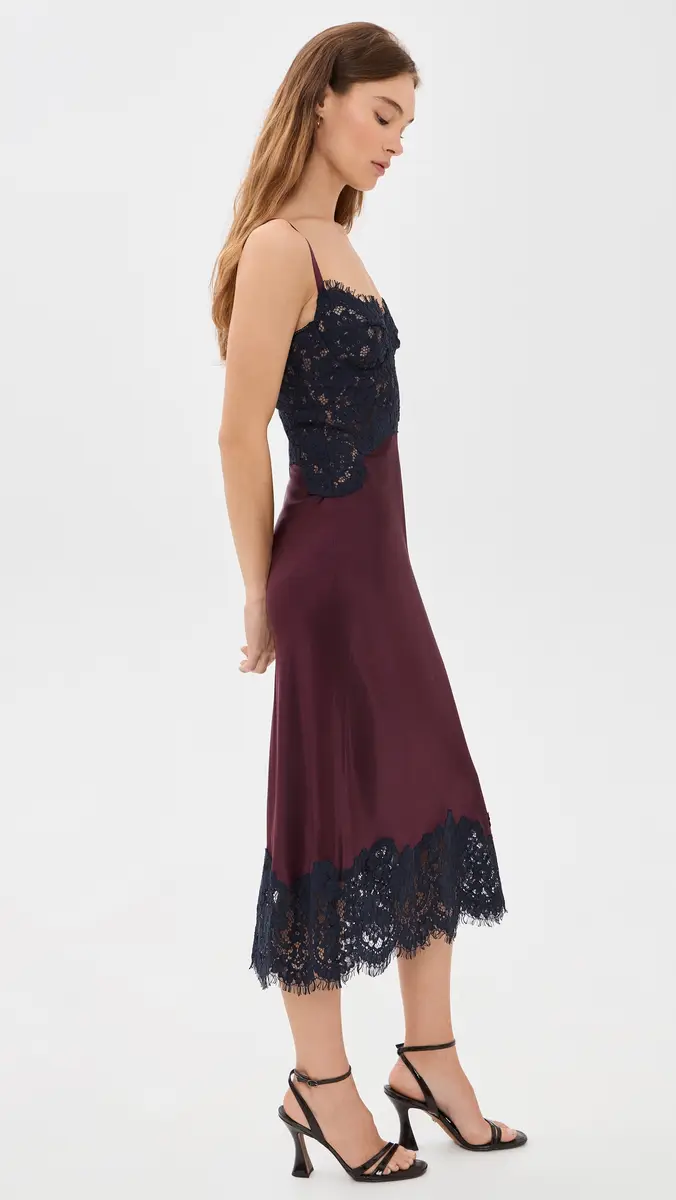 L'Agence Araminta Lace Applique Silk Dress | Thumbnail 4 L'Agence Araminta Lace Applique Silk Dress | Thumbnail 4