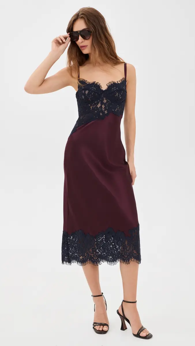 L'Agence Araminta Lace Applique Silk Dress | Thumbnail 5 L'Agence Araminta Lace Applique Silk Dress | Thumbnail 5