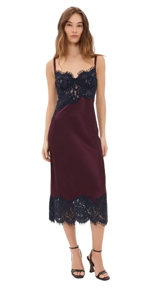 Araminta Lace Applique Silk Dress Araminta Lace Applique Silk Dress