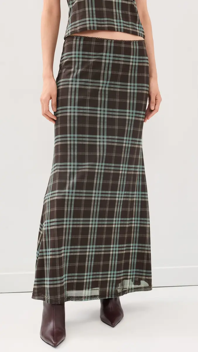 Another Girl Check Print Mesh Maxi Skirt | Thumbnail 2