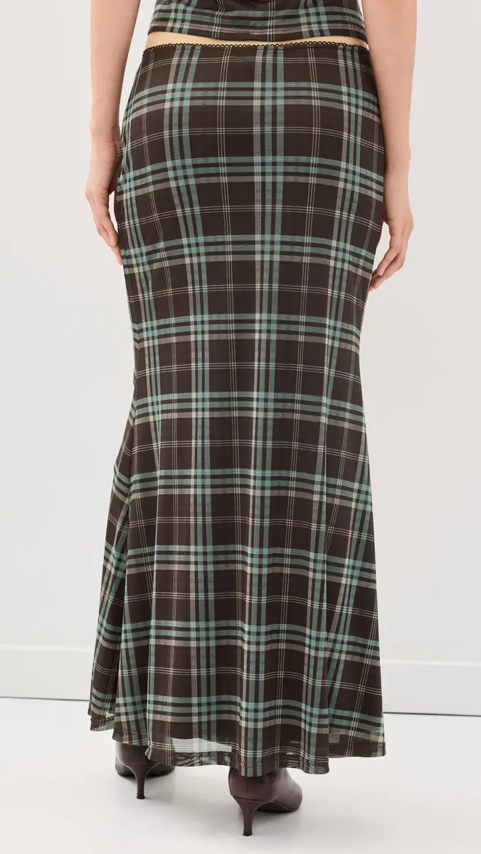 Another Girl Check Print Mesh Maxi Skirt | Thumbnail 3