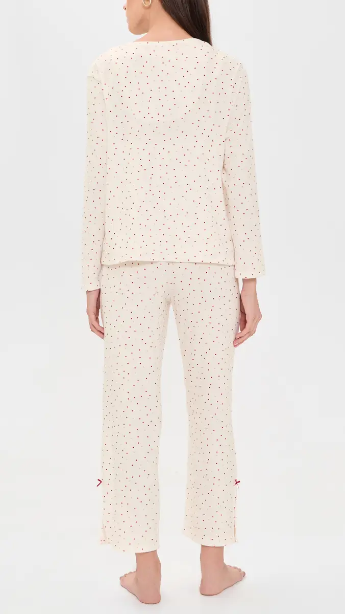 Flora Nikrooz Printed Knit Cardigan Pajama Set With Bows Ivory/Red | Thumbnail 3 Flora Nikrooz Printed Knit Cardigan Pajama Set With Bows Ivory/Red | Thumbnail 3