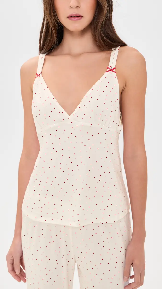 Flora Nikrooz Printed Knit Cardigan Pajama Set With Bows Ivory/Red | Thumbnail 6 Flora Nikrooz Printed Knit Cardigan Pajama Set With Bows Ivory/Red | Thumbnail 6