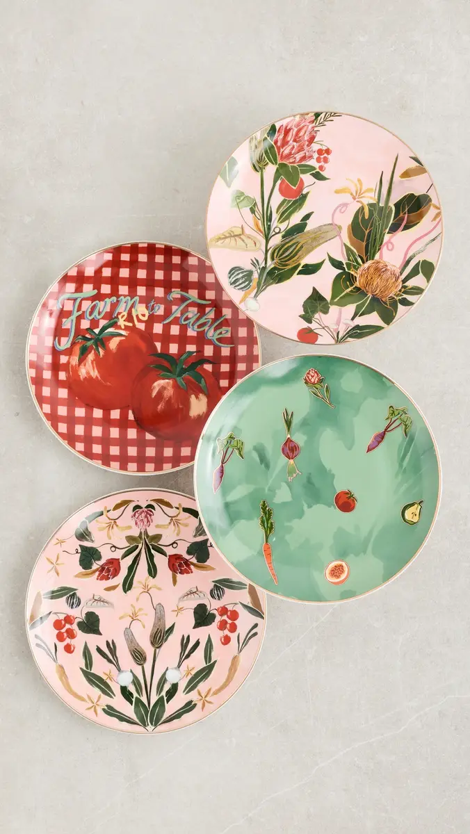 Farm Rio Painted Farm Dessert Plates Set of 4 | Thumbnail 2 Farm Rio Painted Farm Dessert Plates Set of 4 | Thumbnail 2