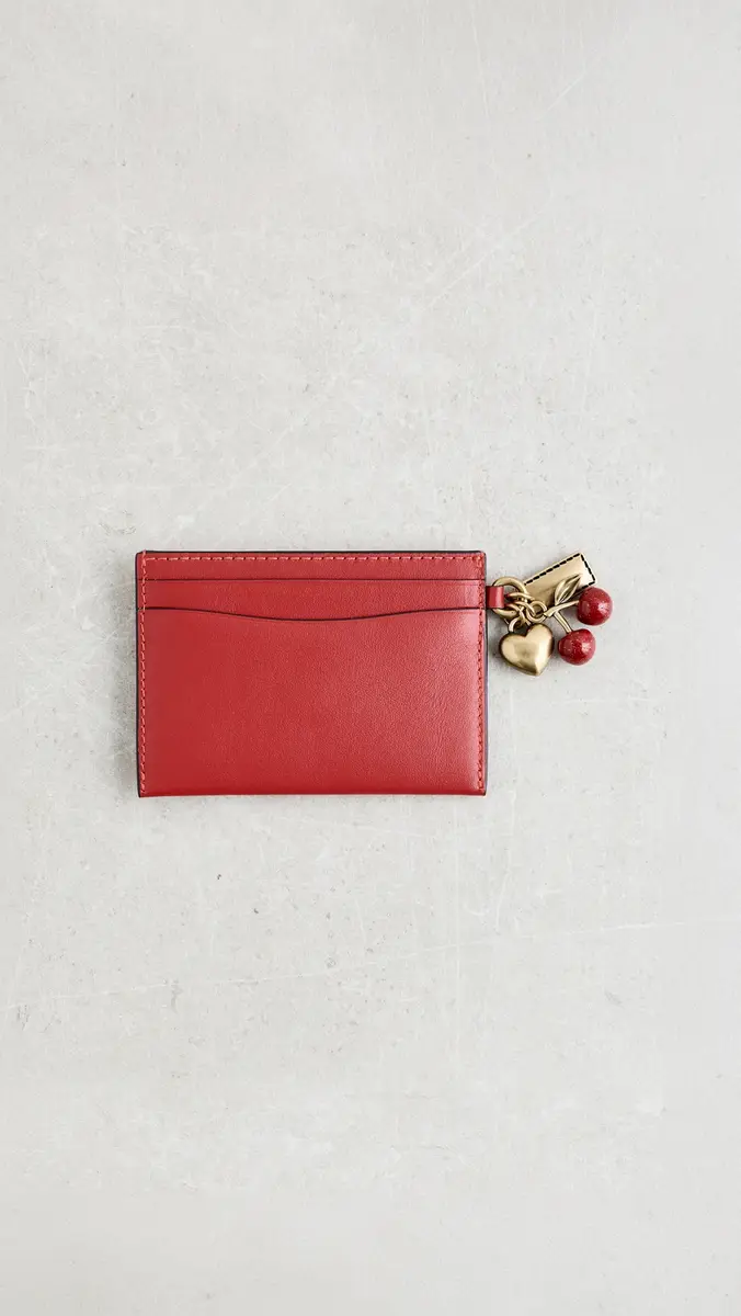 Coach Refined Calf Leather Essential Card Case with Charms Poppy | Thumbnail 3 Coach Refined Calf Leather Essential Card Case with Charms Poppy | Thumbnail 3