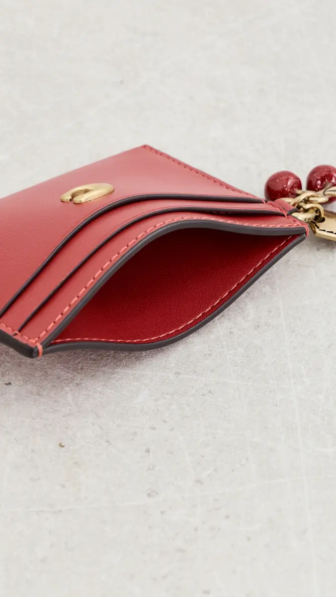 Coach Refined Calf Leather Essential Card Case with Charms Poppy | Thumbnail 4 Coach Refined Calf Leather Essential Card Case with Charms Poppy | Thumbnail 4