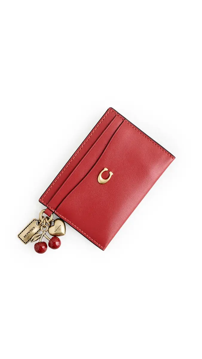 Coach Refined Calf Leather Essential Card Case with Charms Poppy | Thumbnail 6 Coach Refined Calf Leather Essential Card Case with Charms Poppy | Thumbnail 6