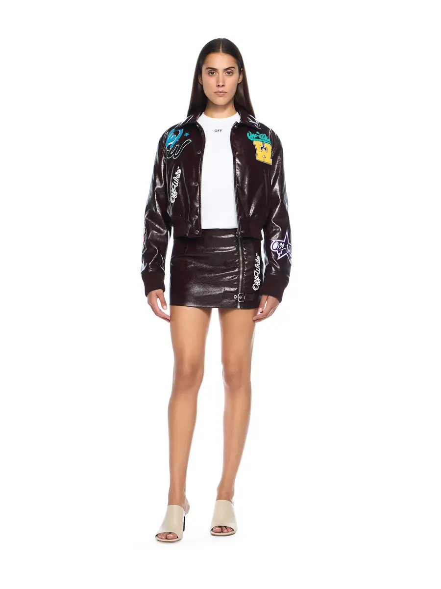 Off-White Crinkle Coated Mini Skirt | Thumbnail 2