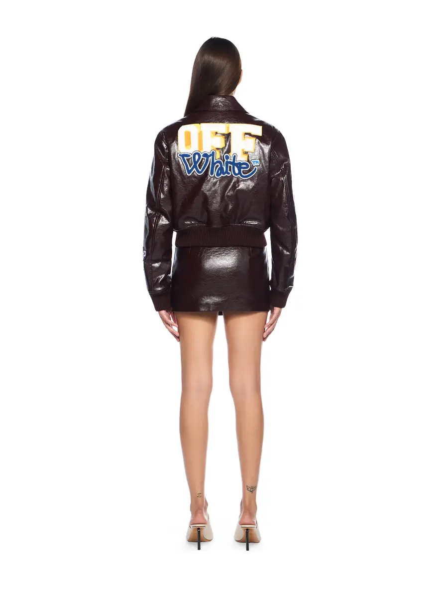 Off-White Crinkle Coated Mini Skirt | Thumbnail 4
