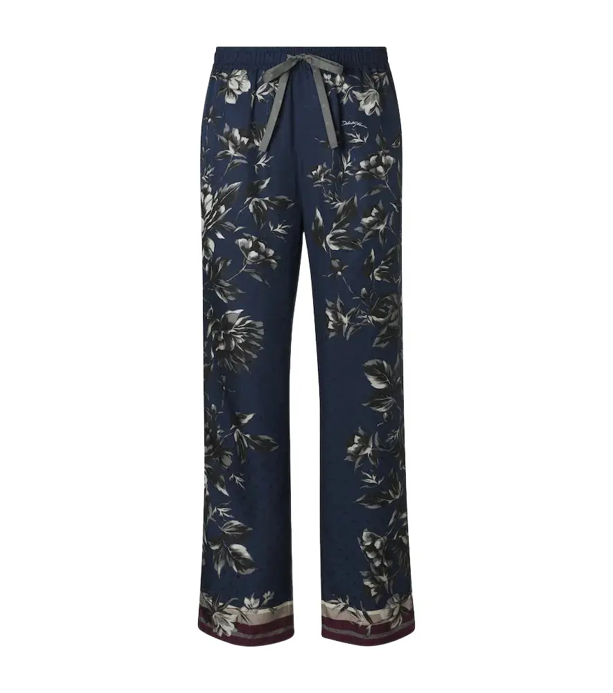 Dolce & Gabbana Floral silk twill wide-leg pants
