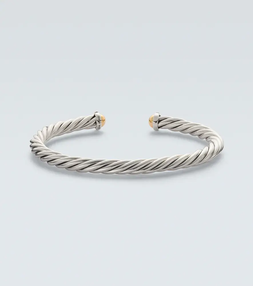 David Yurman Cable sterling silver and 14kt gold cuff bracelet with diamonds | Thumbnail 2