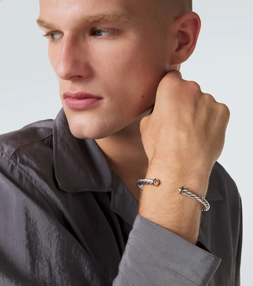 David Yurman Cable sterling silver and 14kt gold cuff bracelet with diamonds | Thumbnail 5