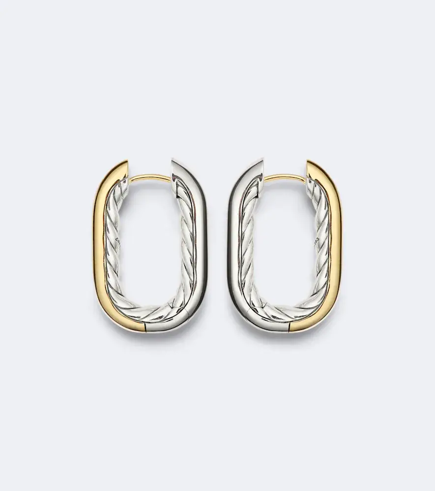 David Yurman DY Madison sterling silver and 14kt gold hoop earrings | Thumbnail 3 David Yurman DY Madison sterling silver and 14kt gold hoop earrings | Thumbnail 3